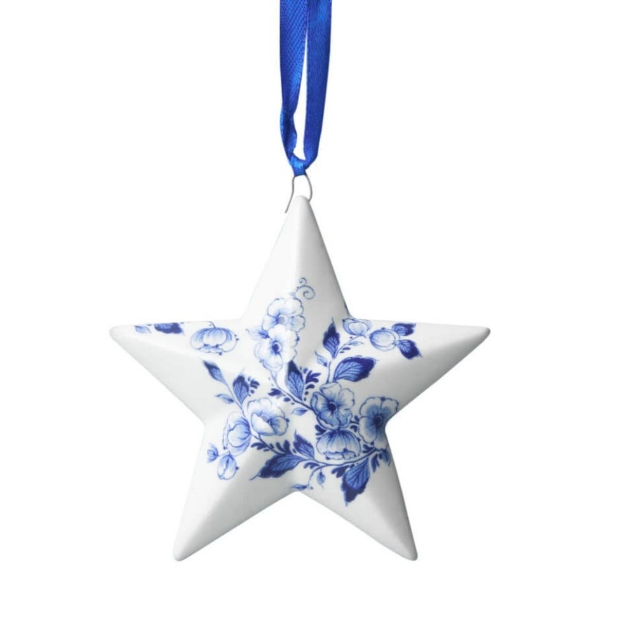 Heinen Delfts Blauw Kerstornament Kerstster Blauw 8.5 x 1.5 cm