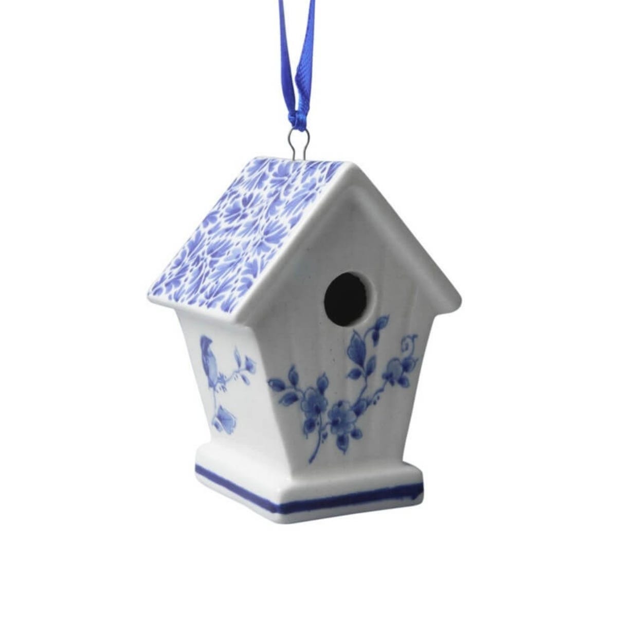 Heinen Delfts Blauw Kerstornament Vogelhuisje Blauw 5.5 x 5 x 7.5 cm
