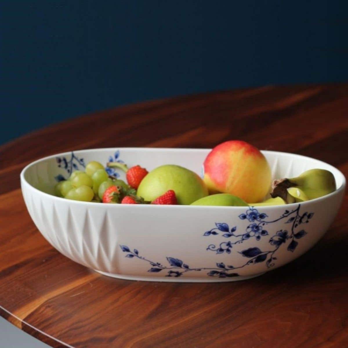 Heinen Delfts Blauw Schaal Blauw Vouw