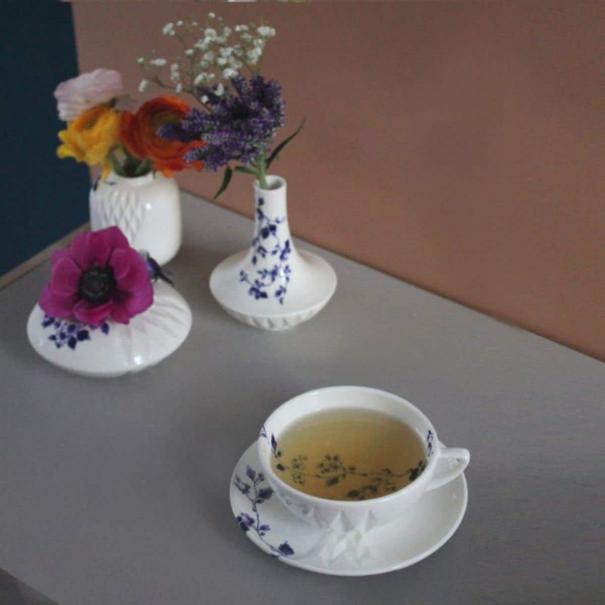 Heinen Delfts Blauw Kop En Schotel Blauw Vouw