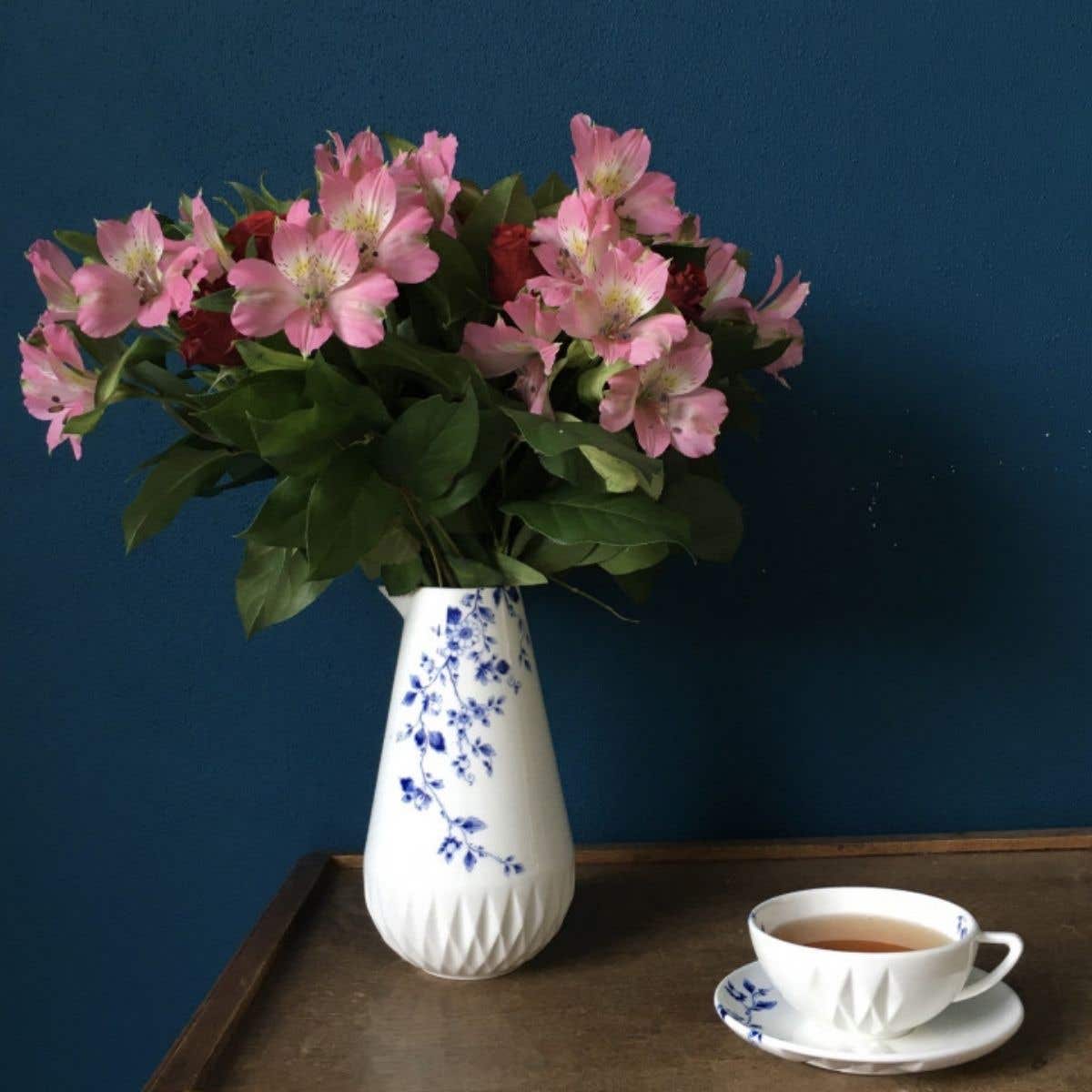 Heinen Delfts Blauw Kop En Schotel Blauw Vouw