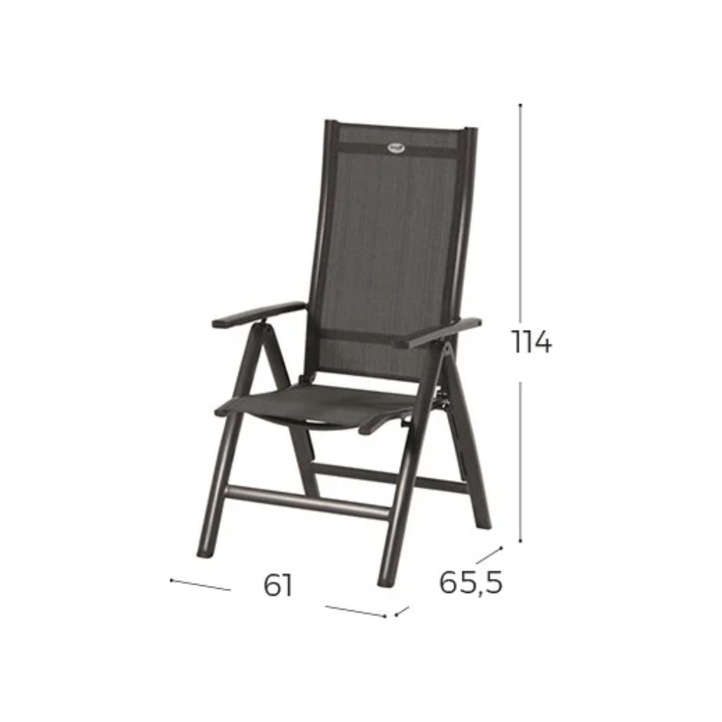 Hartman Verstelbare Tuinstoel Troy Antraciet 70 x 62 x 112 cm