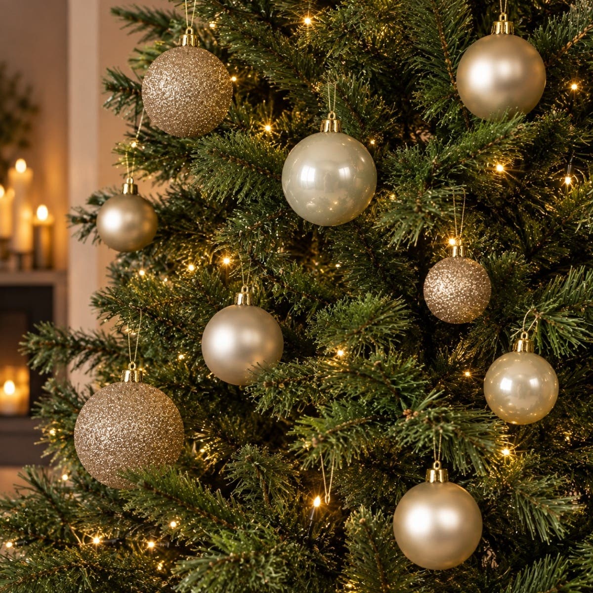 Decoris Kerstbal Kunststof Mix Beige 30 stuks 6 cm