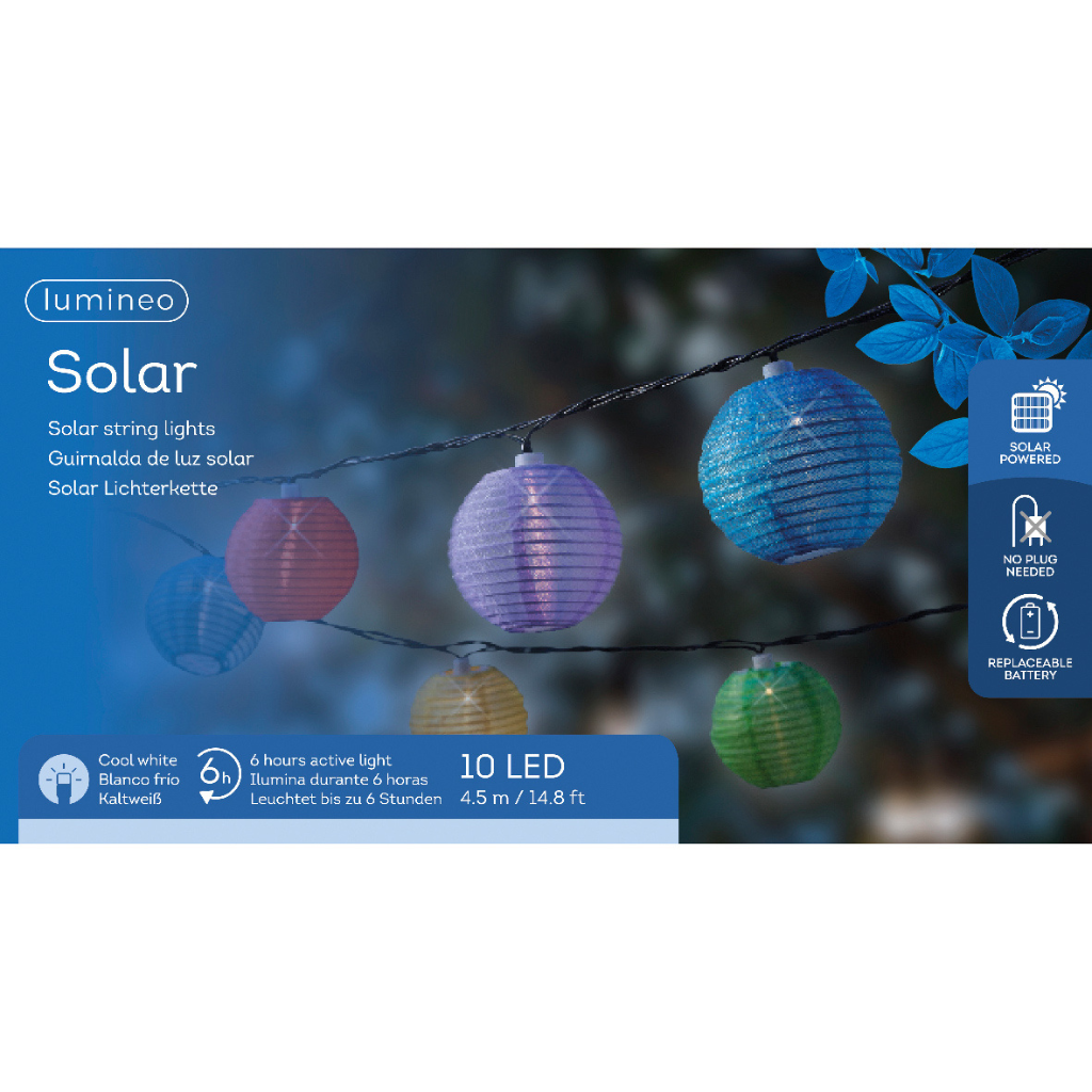 Lumineo Solar Lantaarn lichtsnoer 10 lichtjes 4.5 meter