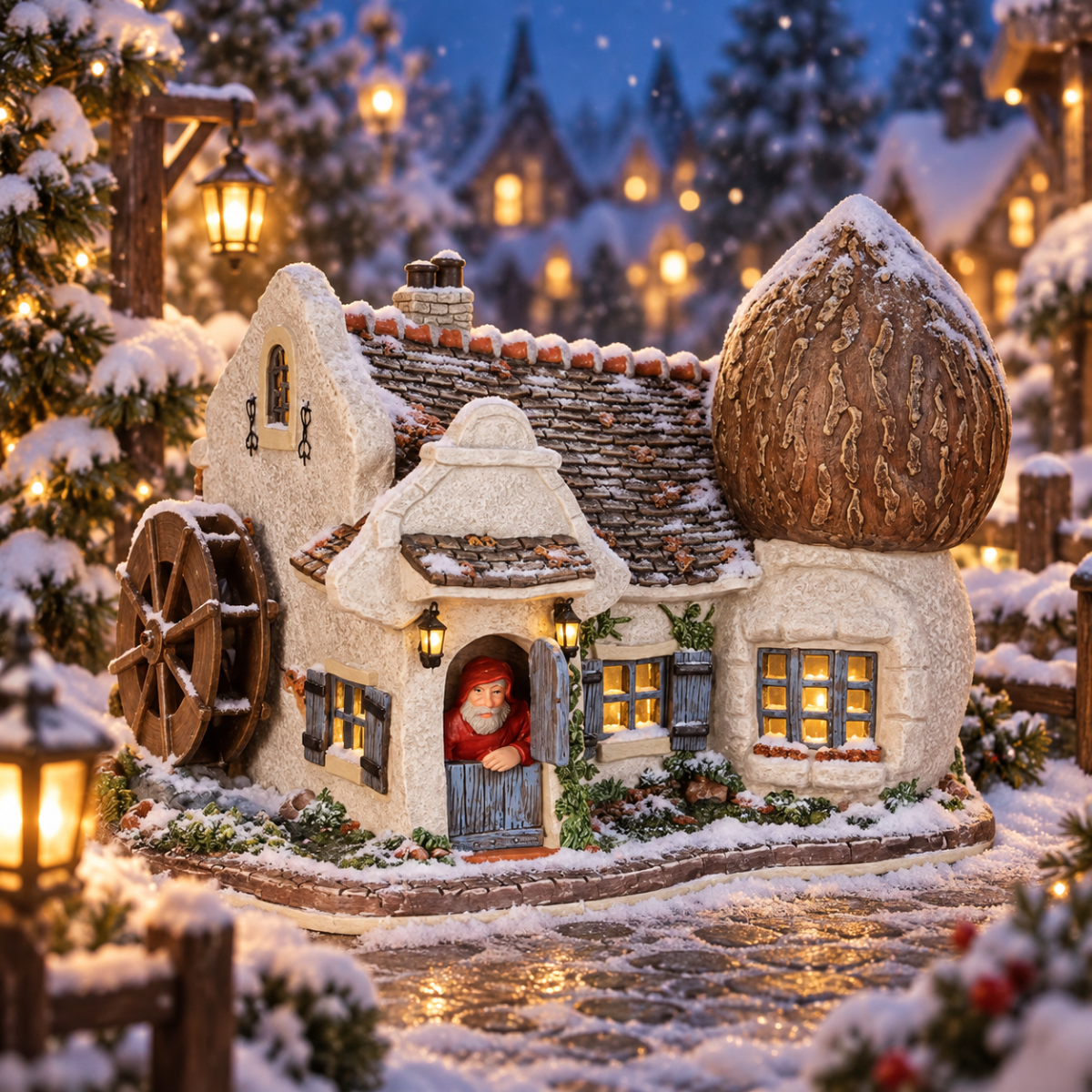 Efteling Kerstdorphuisje Huis van Tobbelientje met Verlichting 21 x 17 x 17 cm