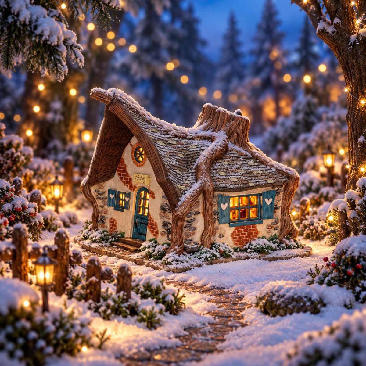 Efteling Kerstdorphuisje Huis van Repelsteeltje met Verlichting 20 x 16 x 15 cm