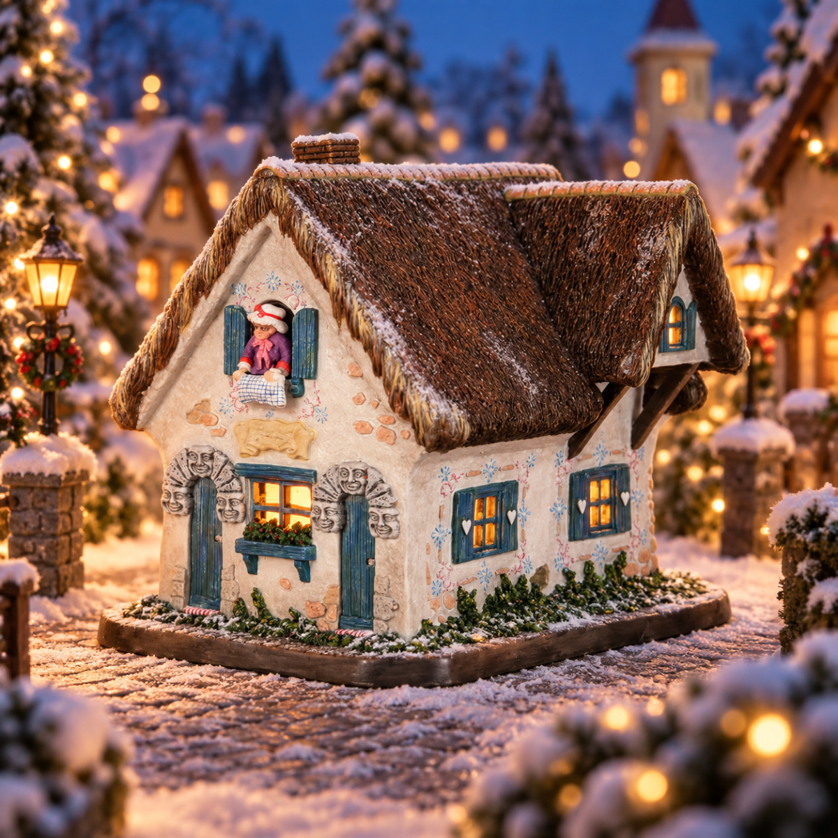 Efteling Kerstdorphuisje Huis van Vrouw Holle met Verlichting 19 x 14 x 16 cm