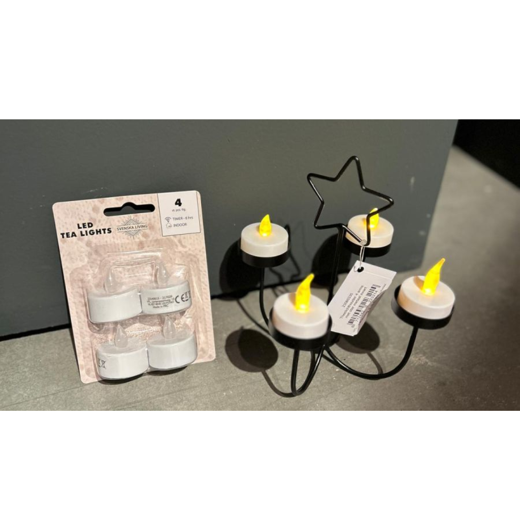 Theelicht LED wit met timer 6/18u 4 stuks