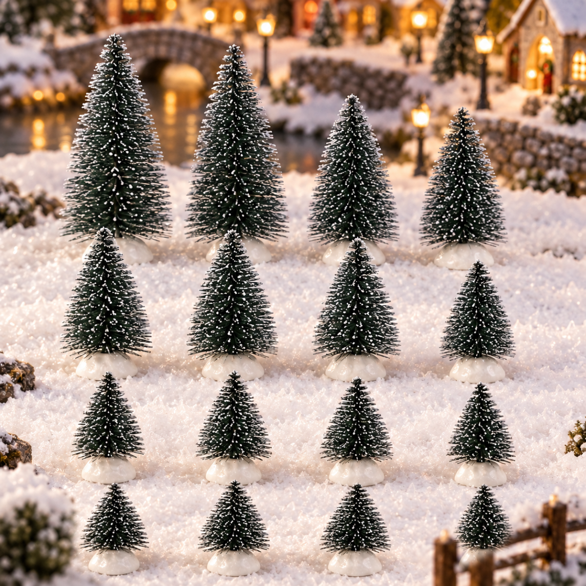 De Bosrand Mini Kerstboompjes 16 Stuks 23 x 4.5 x 31.5 cm