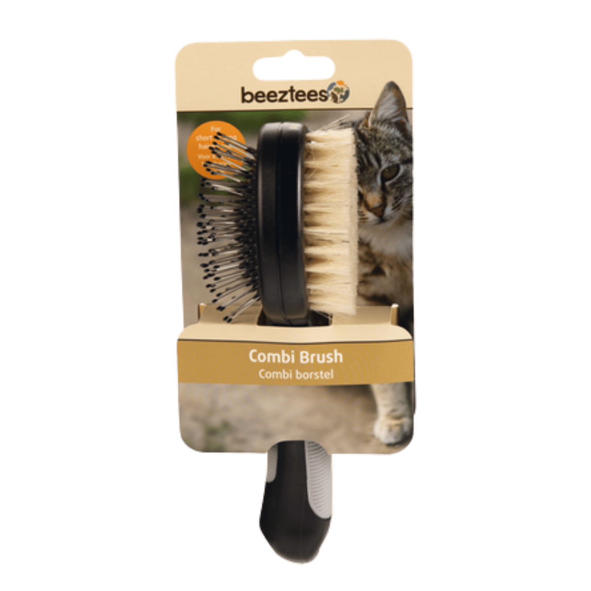 Beeztees Kattenverzorging Combi Borstel Varkenshaar Zwart 21 x 6 x 6.5 cm