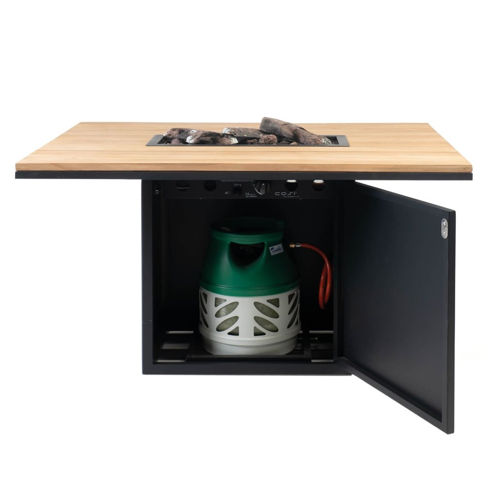 Cosiloft 120 High Dining zwart frame - teak top