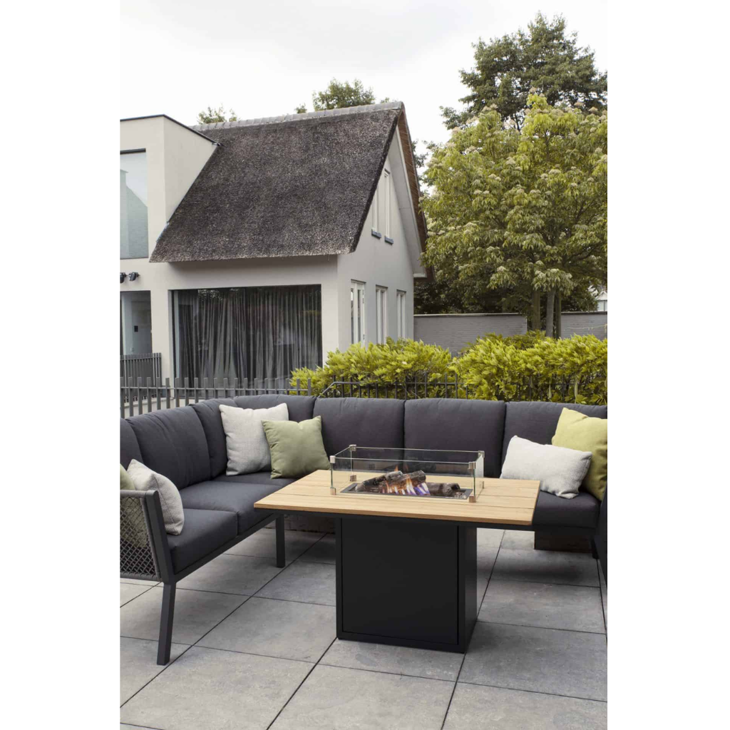 Cosiloft 120 High Dining zwart frame - teak top