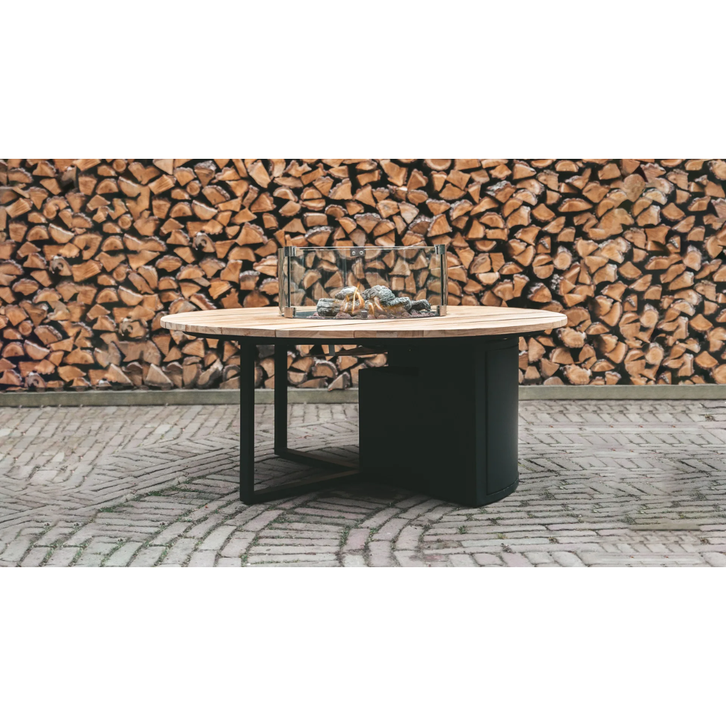 Cosiloft 120 round black frame - teak top