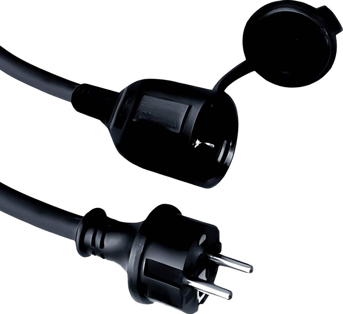 Calex verlengkabel 15m IP44 waterdicht zwart