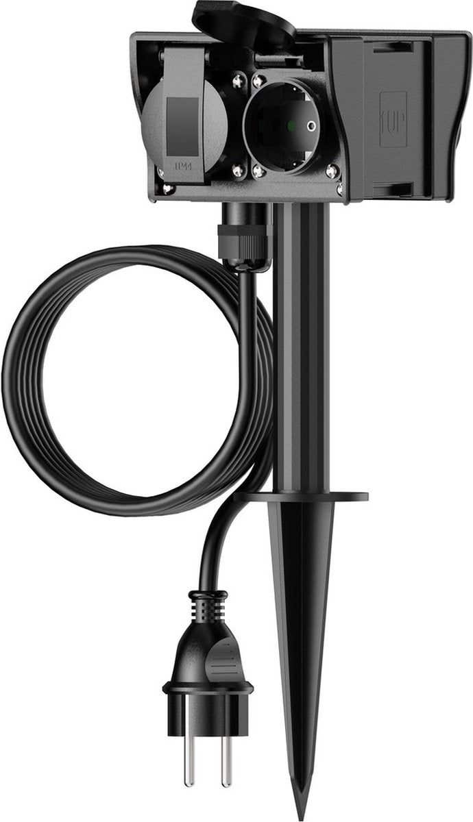 Calex Tuincontactdoos 4-voudig met grondpen 1,4 m