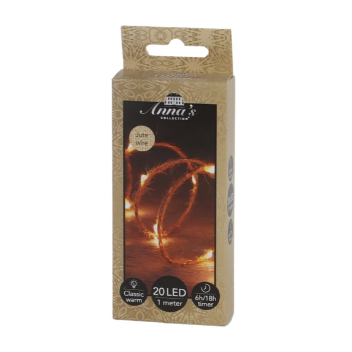 Anna's Collection Draadverlichting Jute Extra Warm 20 Lampjes 1 m