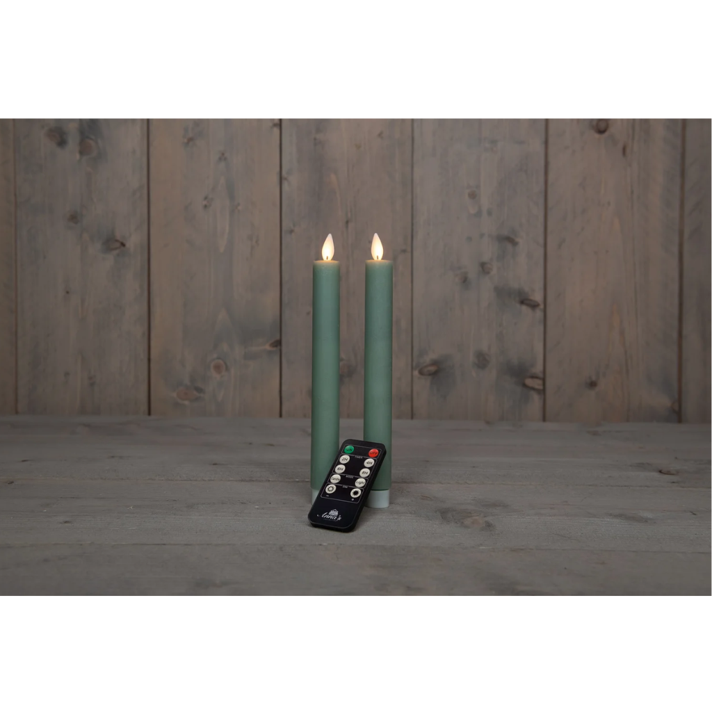Dinerkaars LED Jade Groen Rustiek Wax 23 cm(2 stuks) met afstandsbediening