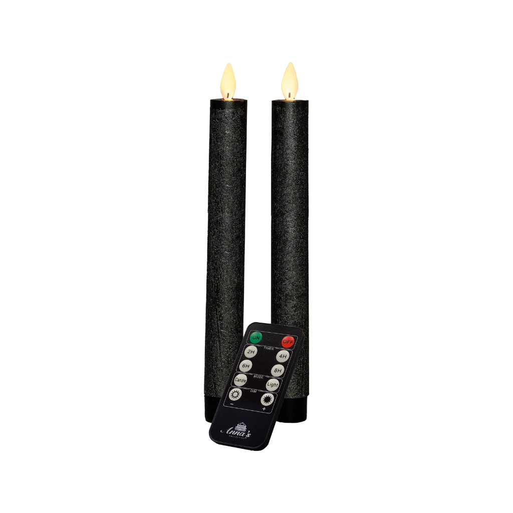 Dinerkaars LED Antraciet Rustiek Wax 23 cm (2 stuks) met afstandsbediening