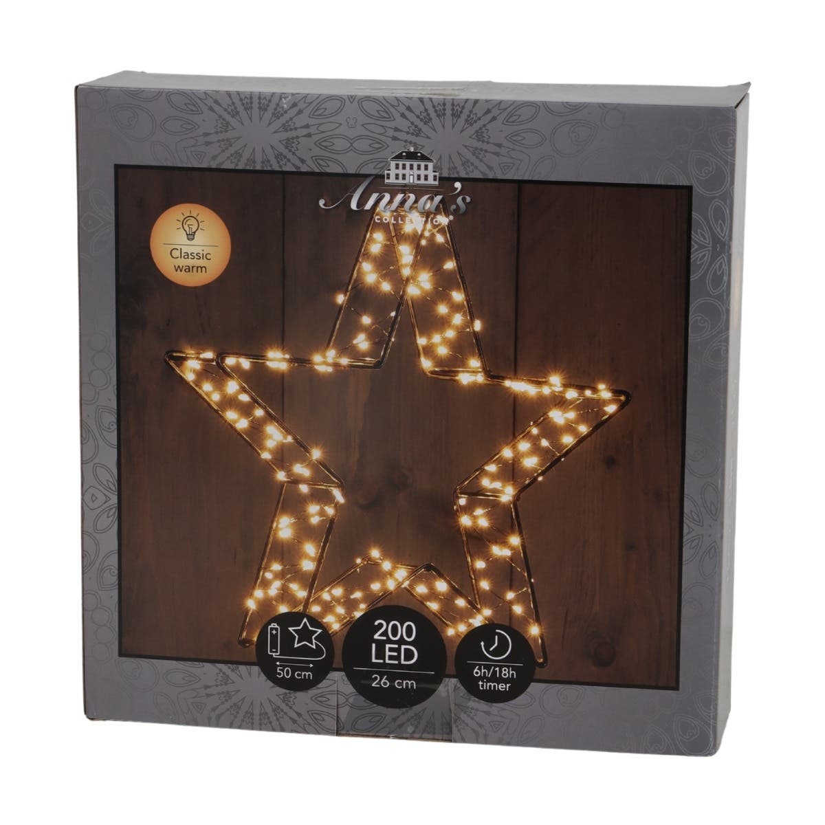 Anna's Collection Verlicht Kerstfiguur Kerstster 3D Klassiek Warm 200 Lampjes 26 x 6 cm