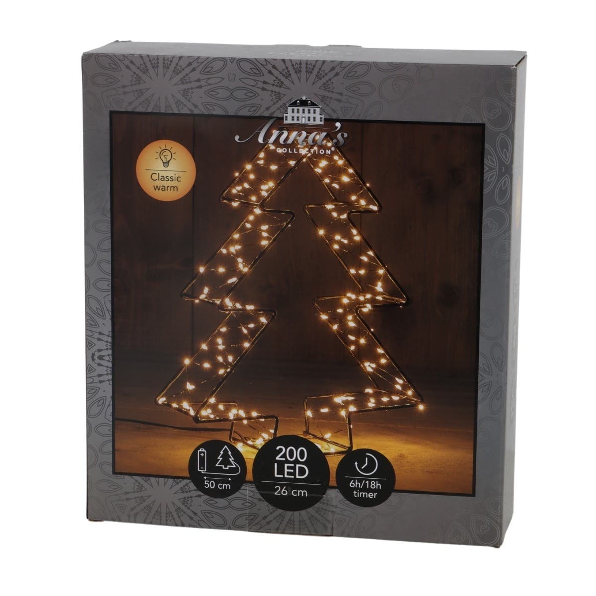 Anna's Collection Verlicht Kerstfiguur Decoratieboom 3D Klassiek Warm 26 x 26 x 6 cm