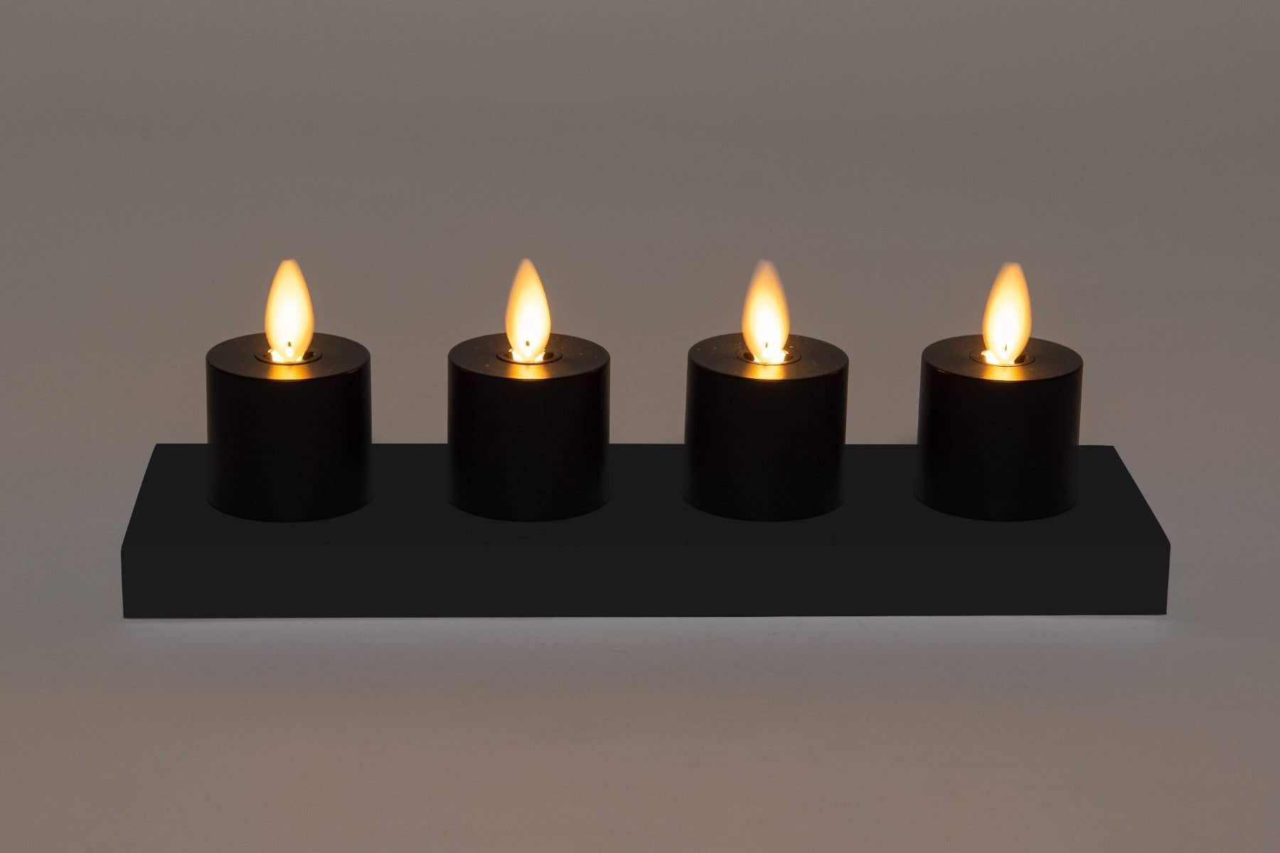 Waxinelichtjes LED Zwart (4 stuks) 6 x 3.8 cm oplaadbaar