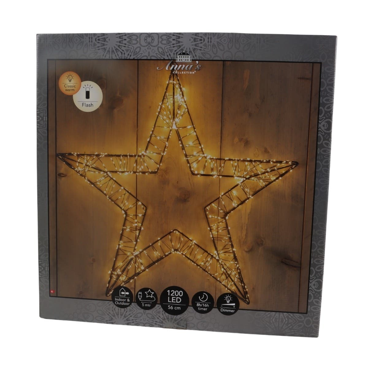 Anna's Collection Verlicht Kerstfiguur Kerstster 3D Metaal Flash Klassiek Warm 1200 Lampjes 56 x 5 cm