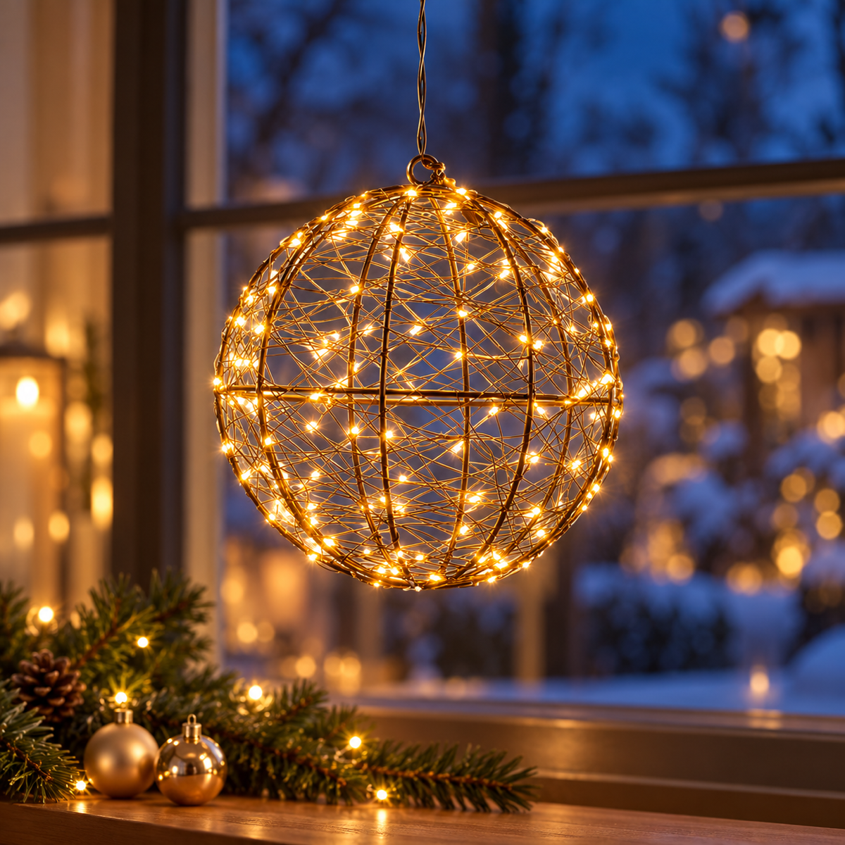 Anna's Collection Verlicht Kerstfiguur Bal Flash Klassiek Warm 200 Lampjes 18 cm