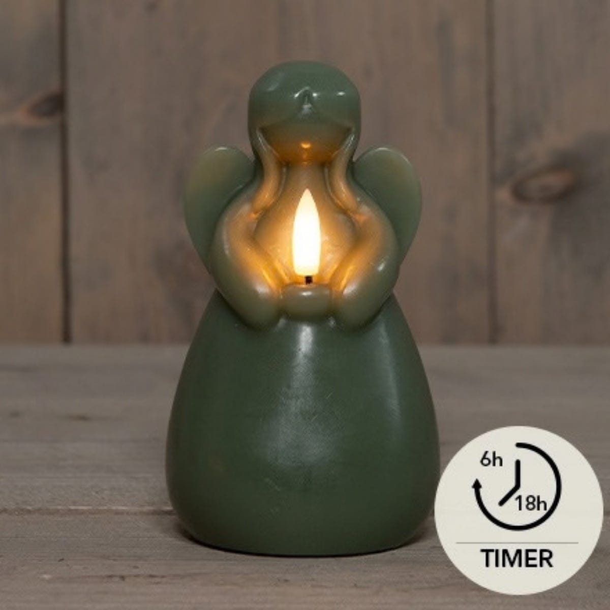 Anna's Collection LED Kaars Engel 3D Vlam Jade Groen 14.5 x 8.5 cm