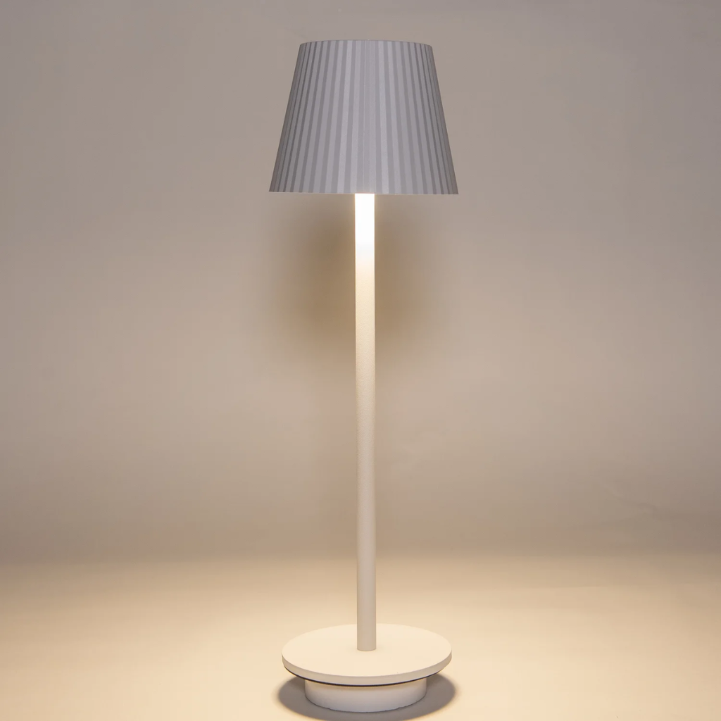 Draadloze Tafellamp ribbel mat wit LED dimbaar 36.5 x 11 cm