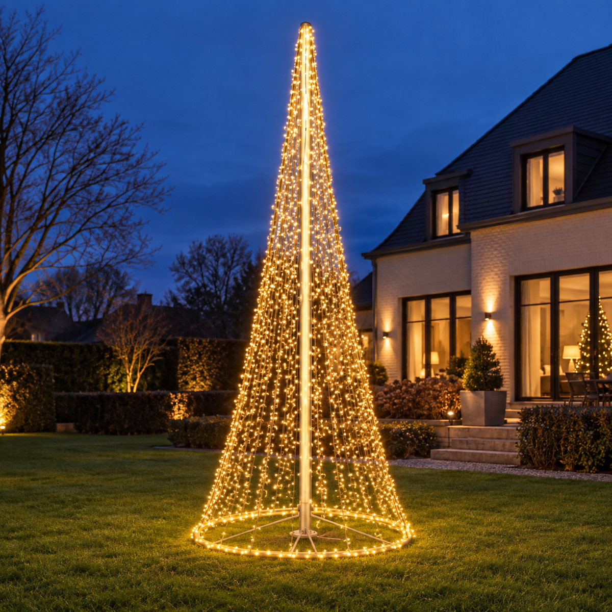 Anna's Collection Vlaggenmast verlichting Boom Flash Klassiek Warm 1240 Lampjes 600 x 200 cm