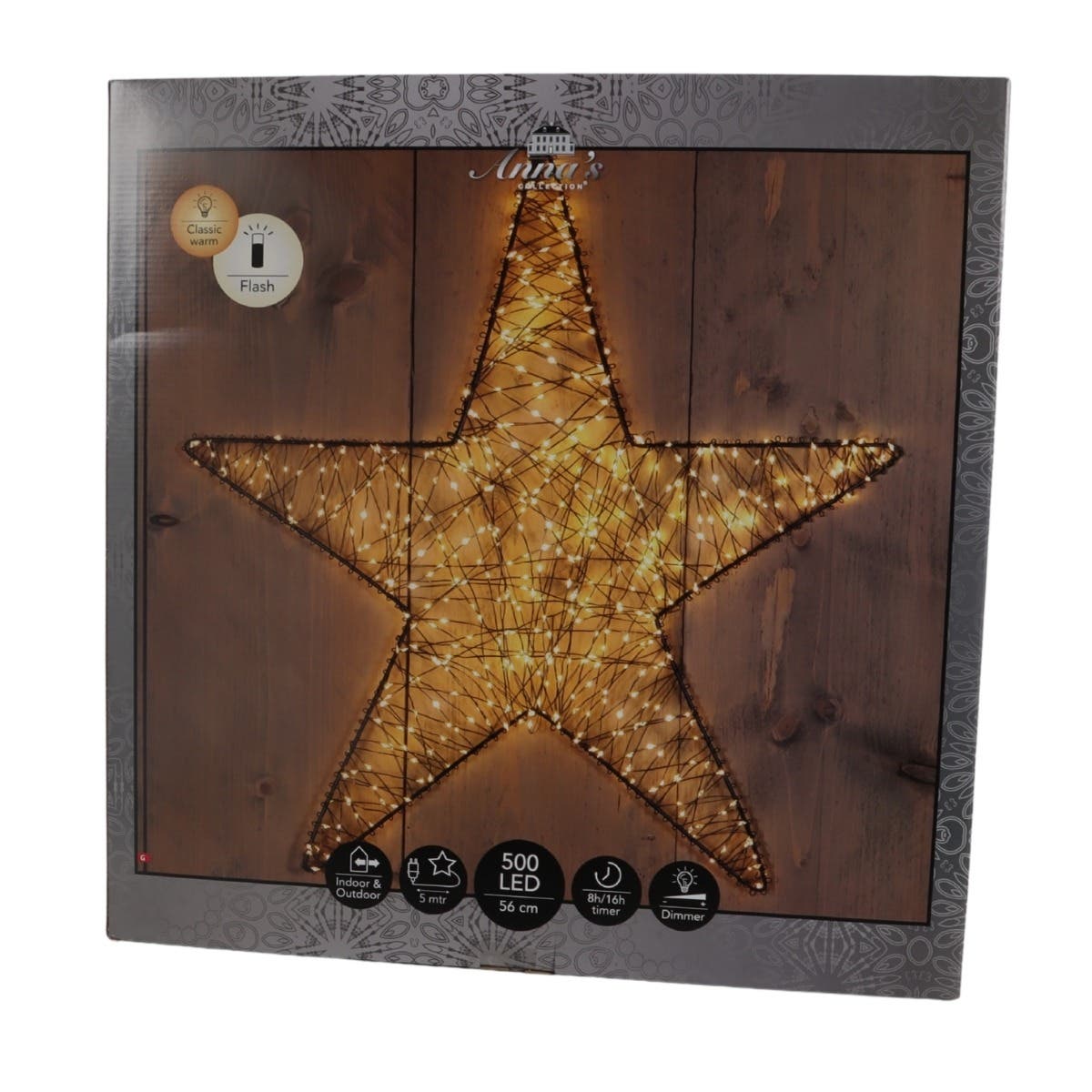 Anna's Collection Verlicht Kerstfiguur Ster Metaal Flash Klassiek Warm 500 Lampjes 56 cm