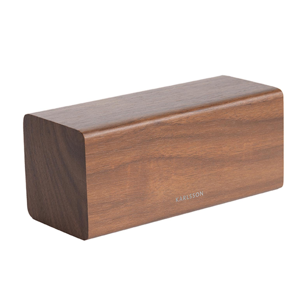 Karlsson Wekker Block Donker Hout LED 16 x 7.2 x 7 cm