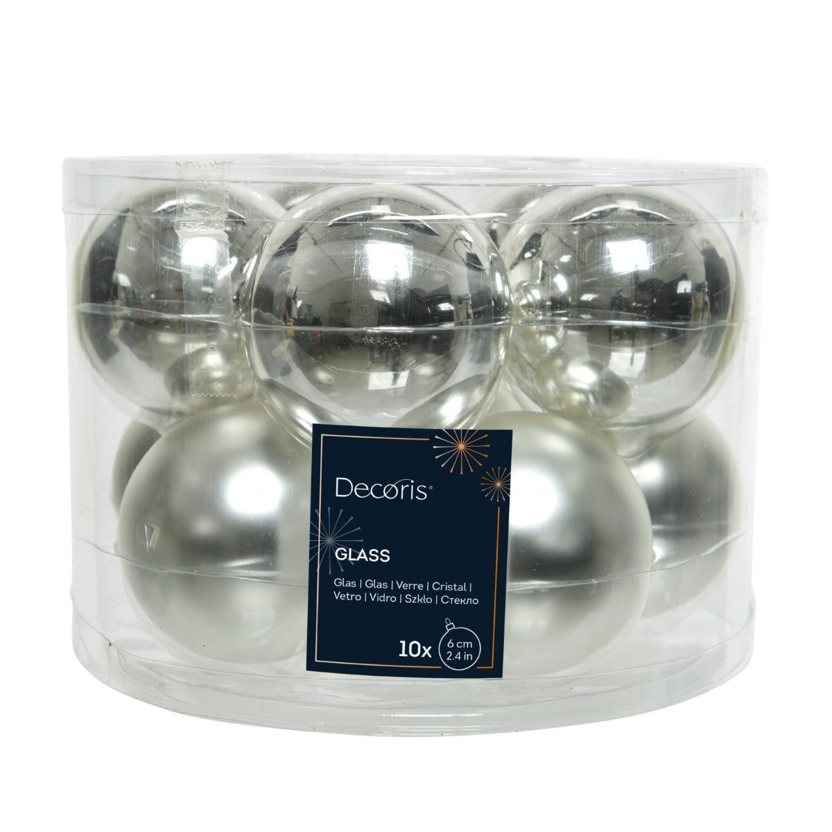Decoris Kerstballen Glas Zilver Ø 6 cm 10 Stuks