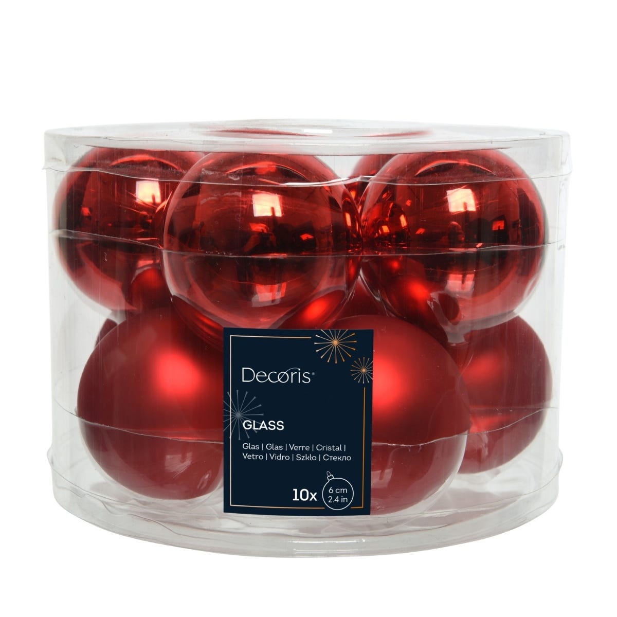 Decoris Kerstballen Glas Rood Ø 6 cm 10 Stuks