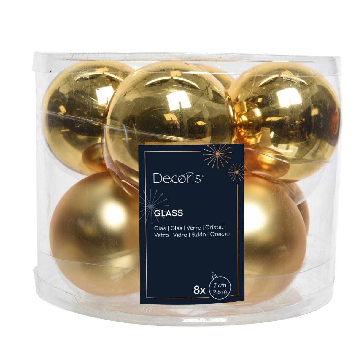 Decoris Kerstballen Glas Goud Ø 7 cm 8 Stuks