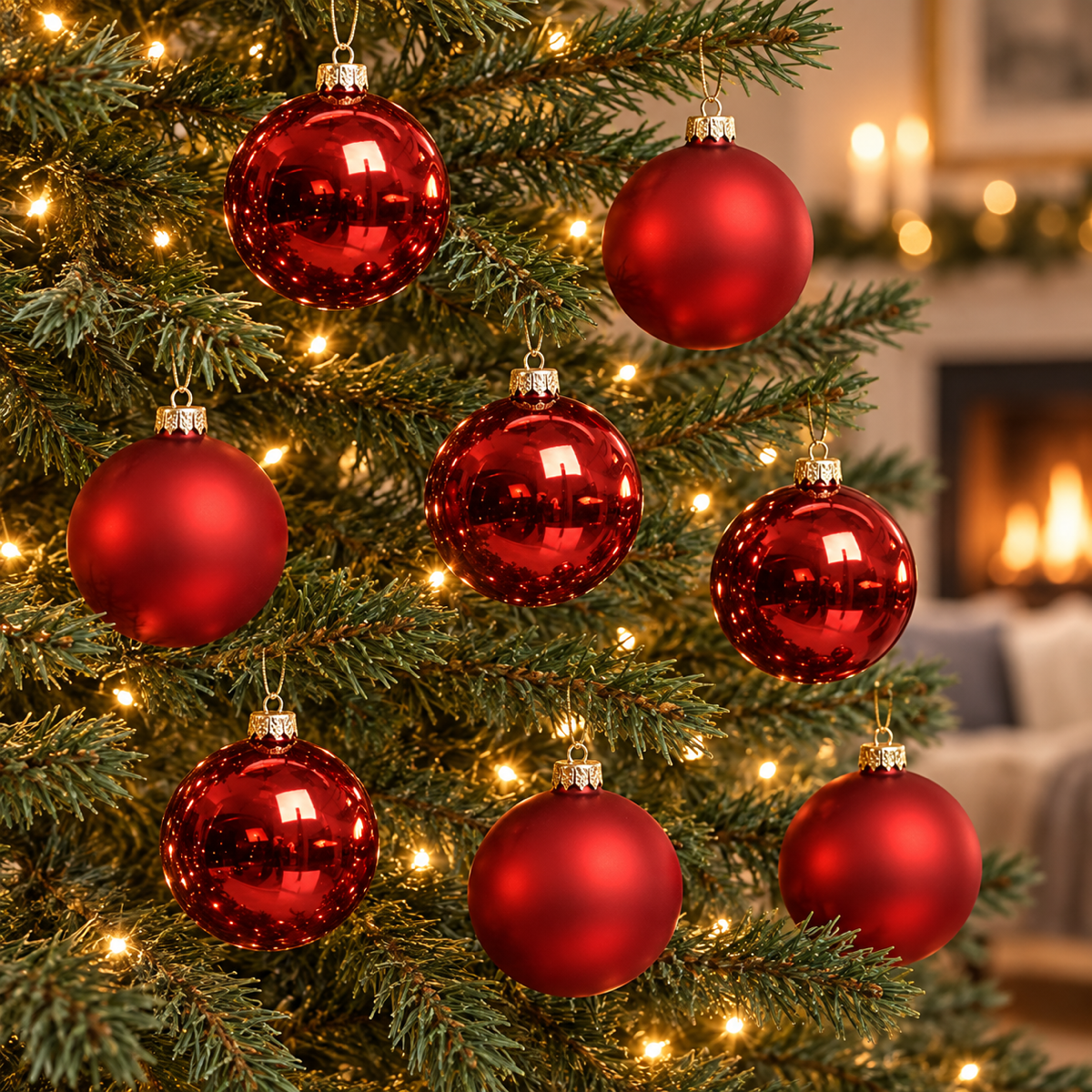 Decoris Kerstbal Glas Rood 8 stuks 7 cm
