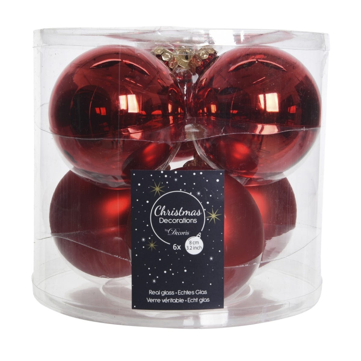 Decoris Kerstballen Glas Rood Ø 8 cm 6 Stuks