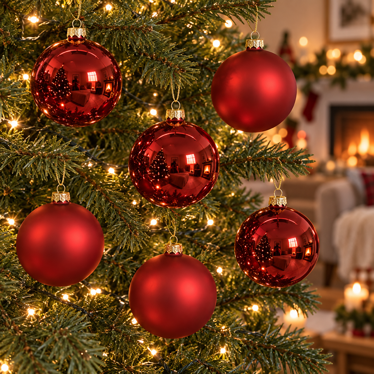 Decoris Kerstballen Glas Rood Ø 8 cm 6 Stuks