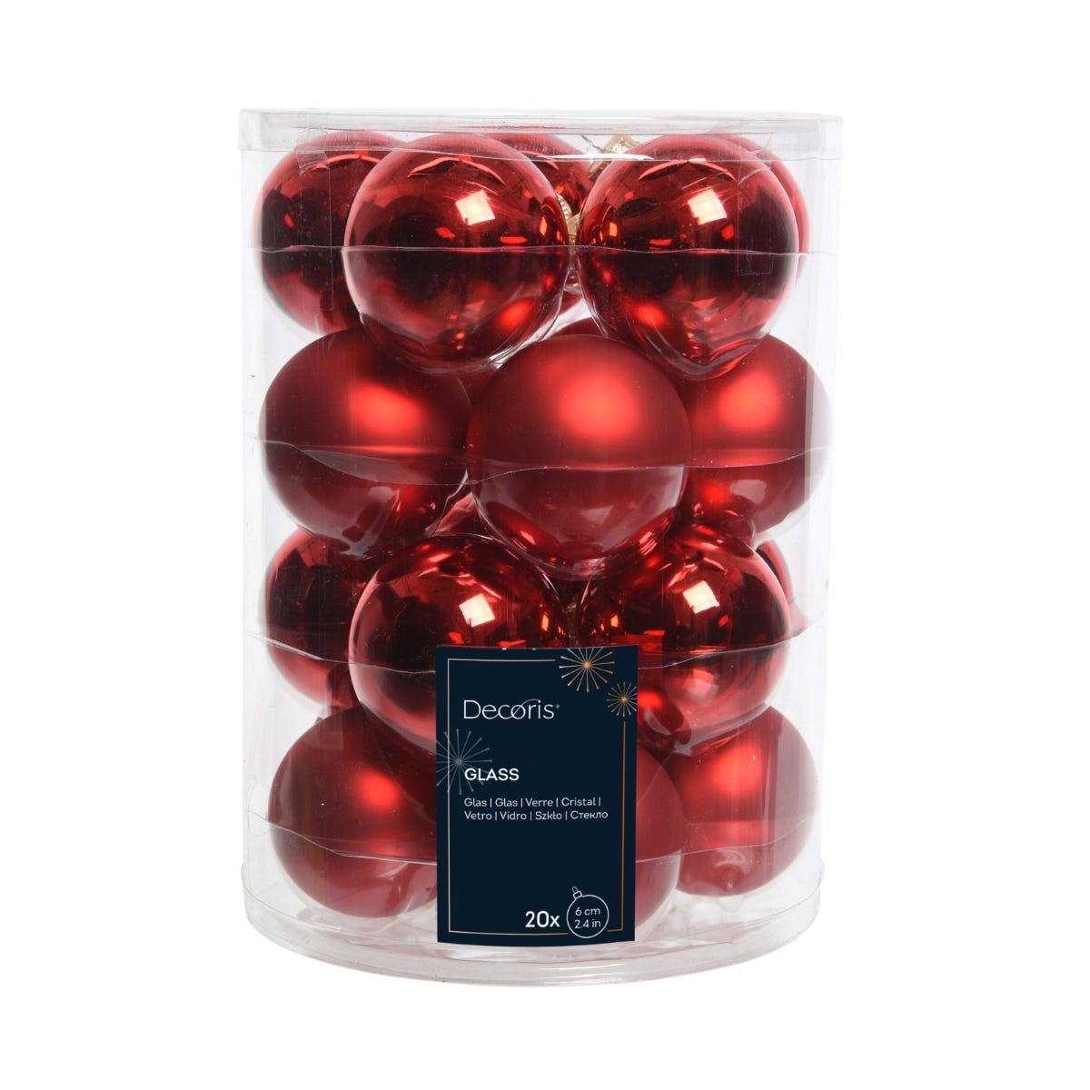 Decoris Kerstballen Glas Rood Ø 6 cm 20 Stuks
