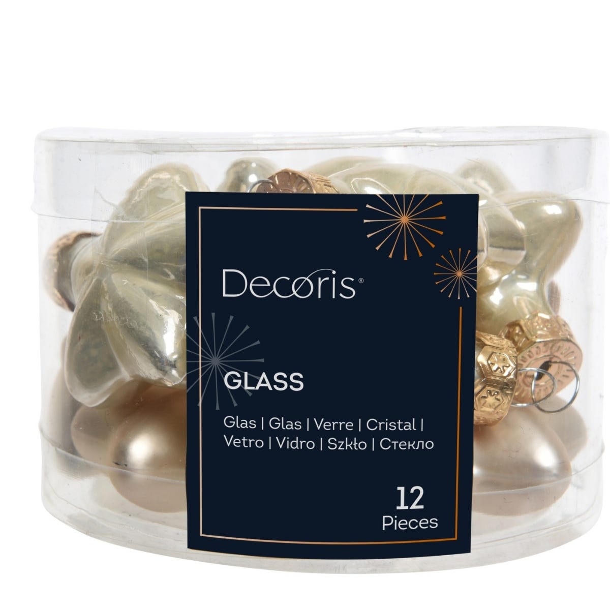 Decoris Sterren Glas Beige 12 Stuks