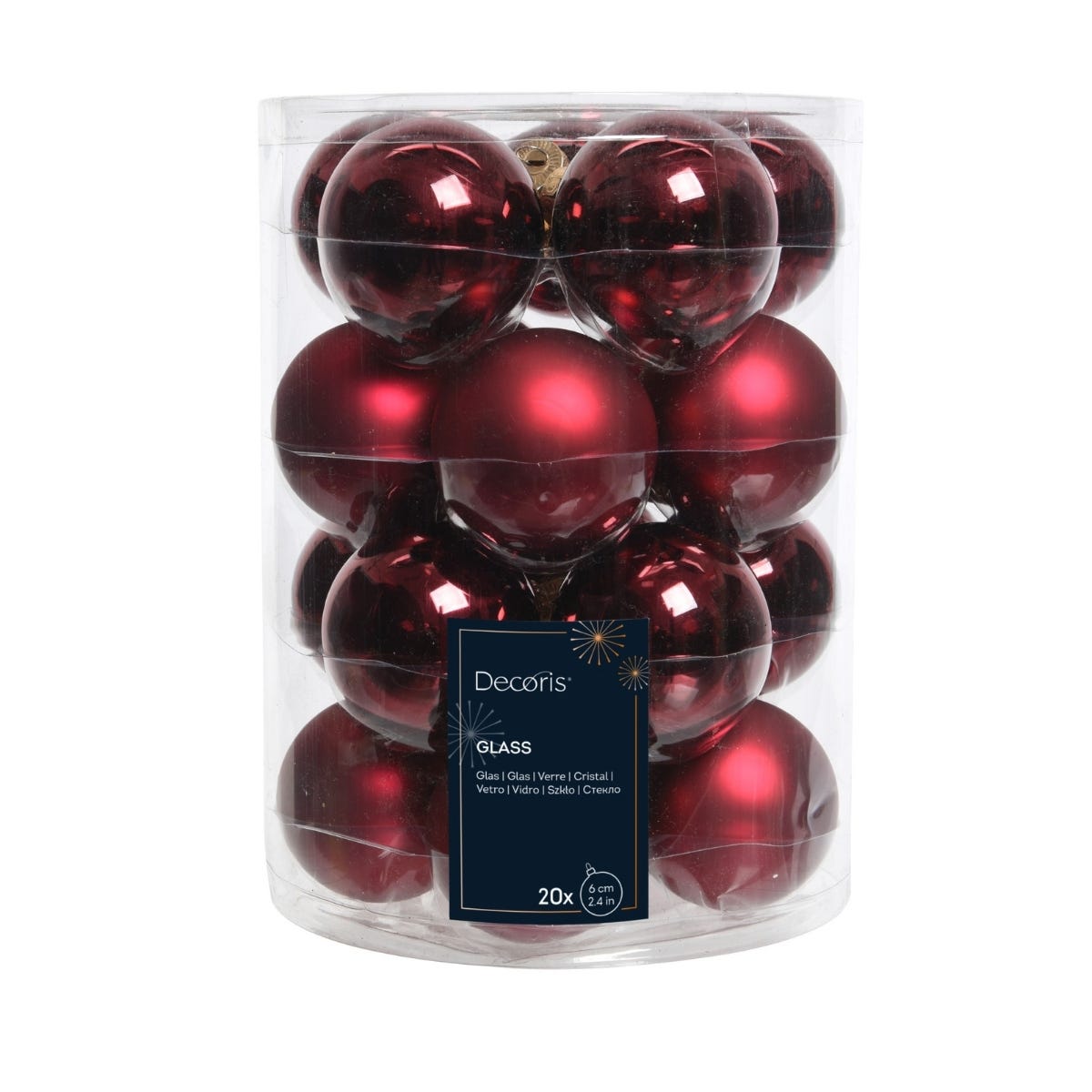 Decoris Kerstballen Glas Rood Ø 6 cm 20 Stuks