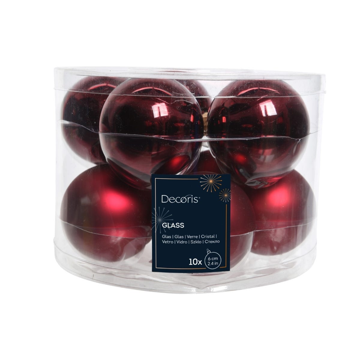 Decoris Kerstballen Glas Rood Ø 6 cm 10 Stuks