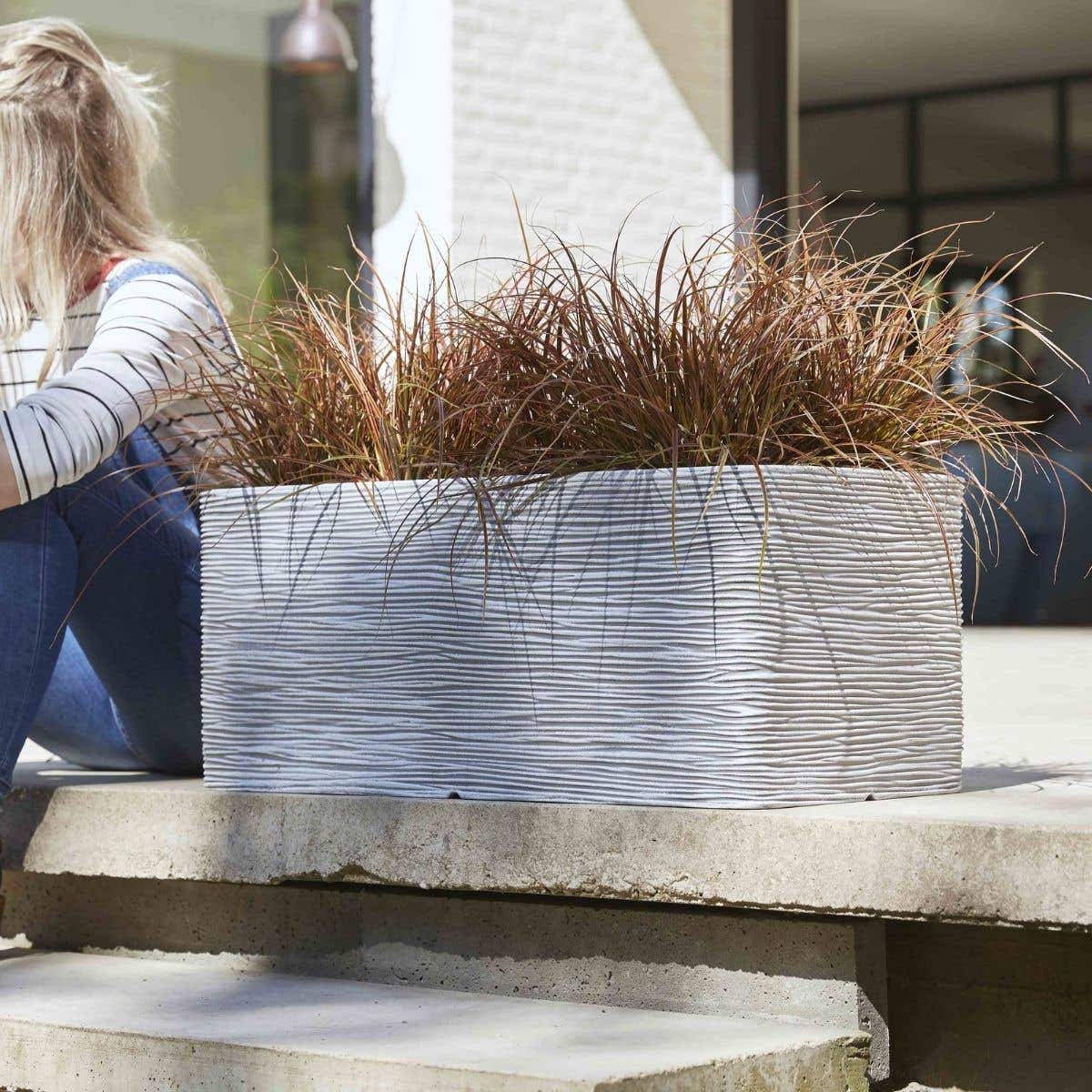 Capi Europe Plantenbak Nature Rib Rechthoek Ivoor 73 x 39 x 32 cm