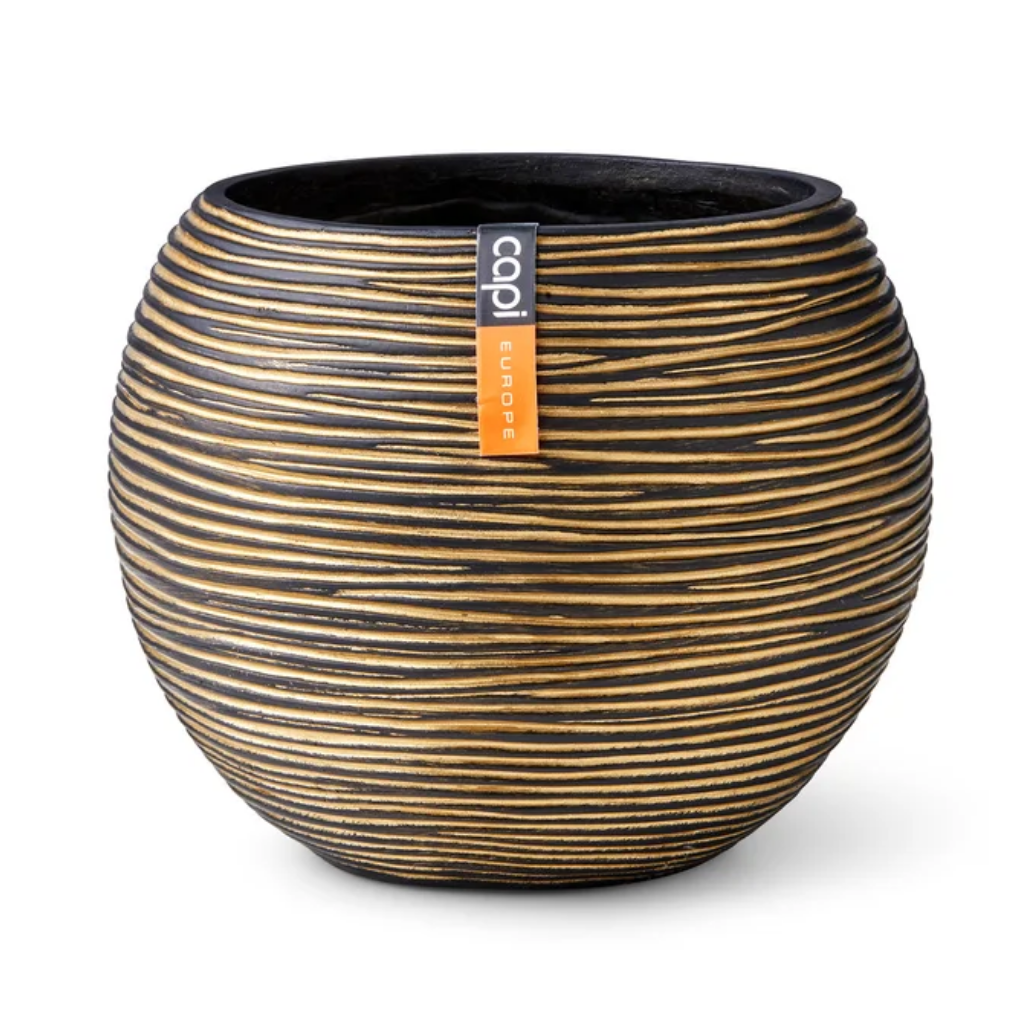 Capi Europe Bloempot Rib Zwart Goud 29 x 26 cm