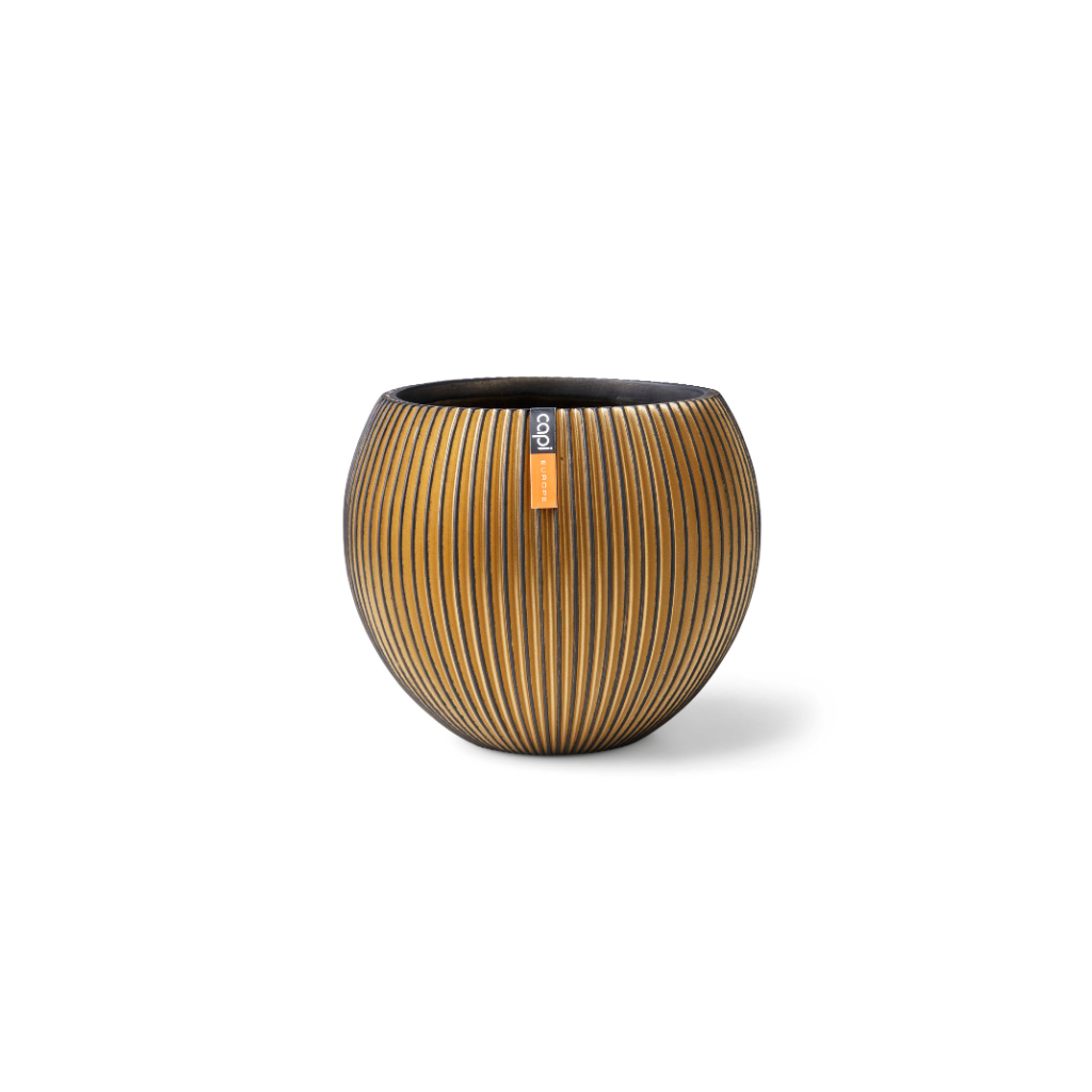 Capi Europe Vaas bol Groove zwart goud 13 x 13 x 10 cm
