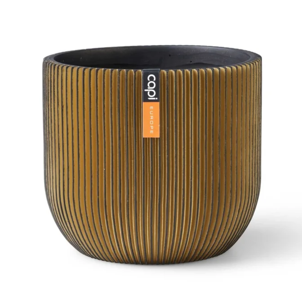 Capi Europe Pot bol Groove zwart goud 8 x 8 x 7 cm