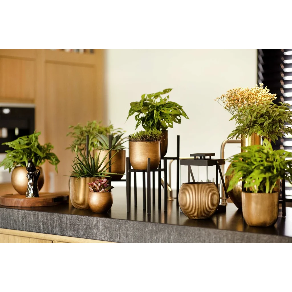 Capi Europe Pot bol Groove zwart goud 8 x 8 x 7 cm