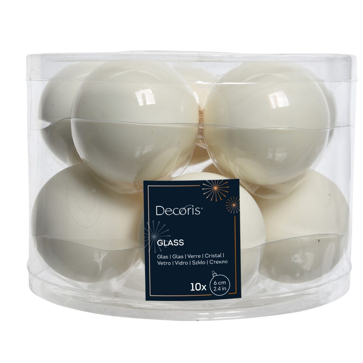 Decoris Kerstballen Glas Wit Ø 6 cm 10 Stuks
