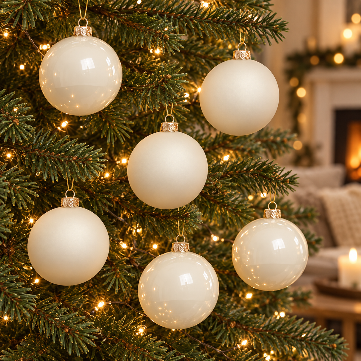 Decoris Kerstbal Glas Wit 6 stuks 8 cm