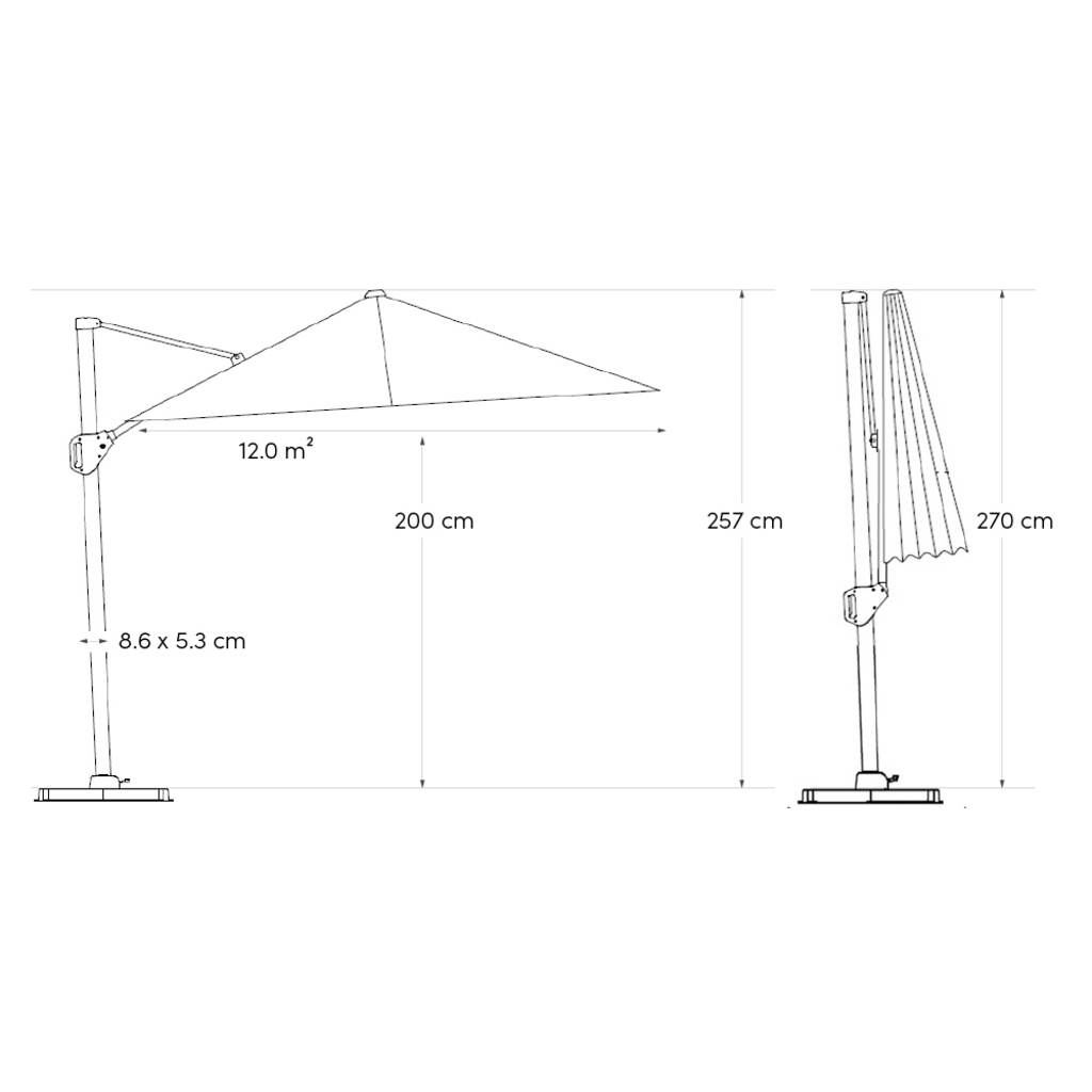 Platinum Zweefparasol Challenger T¹ Manhattan Rechthoek 400 x 300 cm